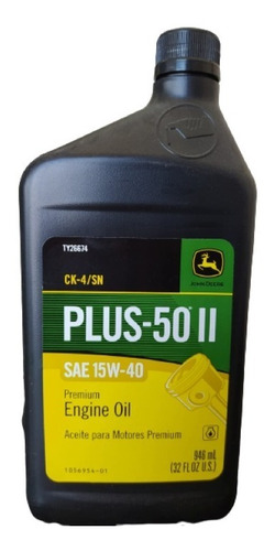 Aceite De Motor Plus 50 Il John Deere Sae 15w- 40 Ck-4/ Sn 