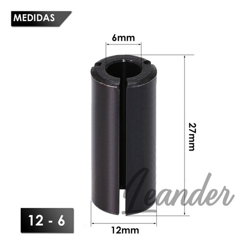 Redutor De Haste Bucha Tupia 12mm Para 6mm Adaptador Madeira