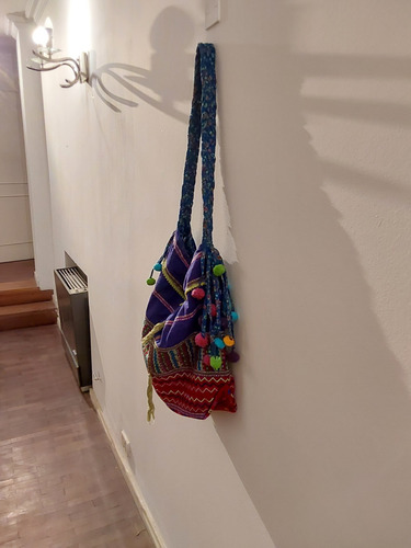 Bandolera Rapsodia Estilo Bohemic Chic. No Jazmín Chebar Turquesa Floreado Níquel Turquesa