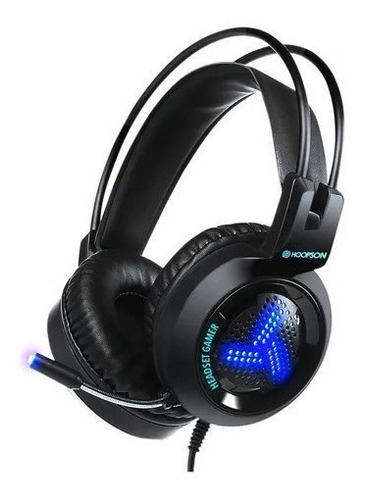 Headset Gamer Usb F-100-az Com Led - Hoopson Cor Preto Cor da luz Azul