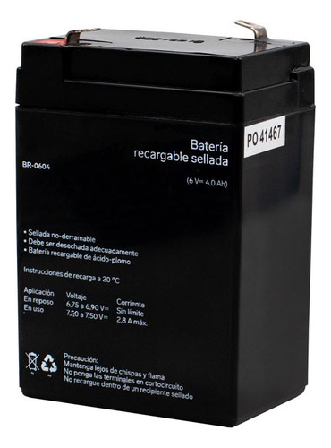 2 Pzs Br-0604 Batería Sellada Ácido-plomo 6v 4ah
