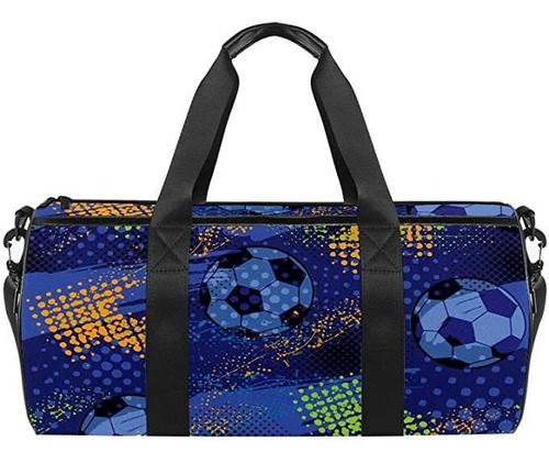 Soccer Football Blue Duffel Bag For Women Men Sports Gym To.