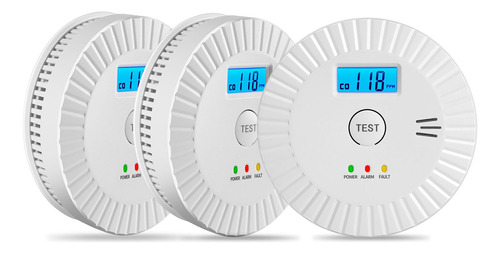 Paquete De 3 Detectores De Humo Y Monoxido De Carbono Alimen
