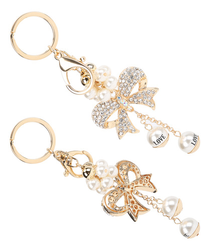 Llavero Bowknot Con Colgante De Perlas De Imitación Bowknot