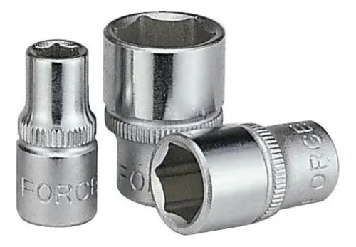 Dado Hexagonal 1/4 Force Acero Cromo Vanadio Chico Pequeño Plateado 12mm 52512