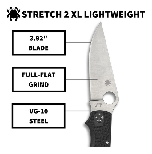Spyderco Stretch 2 Xl Lockback Knife C258pbk Vg-10 Stainless