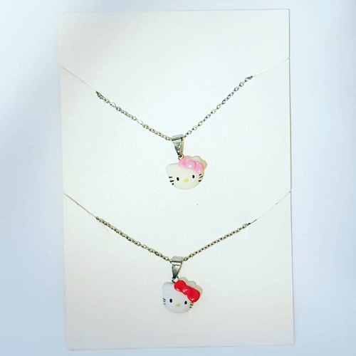 2 Collares Acero Inoxidable Pareja De Hello Kitty