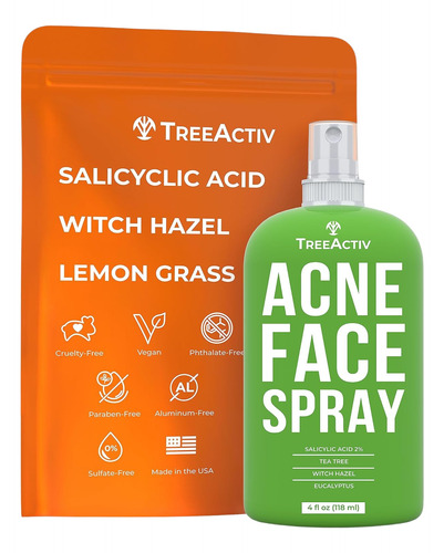 Spray Facial Para Tratamiento Del Acné 4 Oz, Treeactiv 