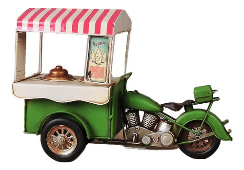 Figura Decorativa Carro De Helado Retro Rosa Verde 33x24cm