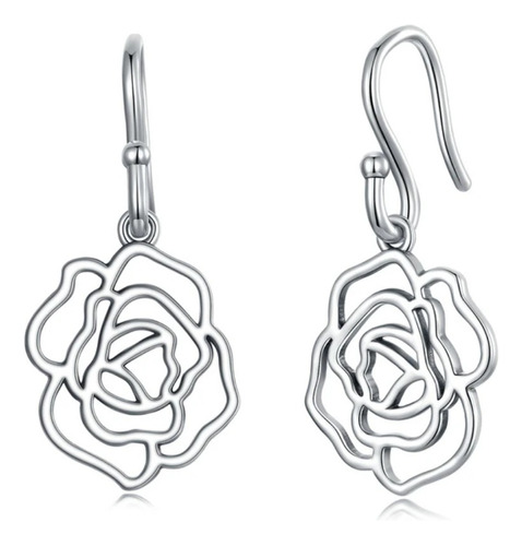 Aretes Topos Flor Rosas Amor Para Mujer En Plata 925 