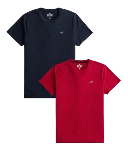 Paquete De 2 Playeras Hollister Original Con Logo Bordado