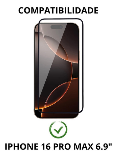 Danet Película De Vidro Temperado 3d Full Cover Para iPhone 16 Pro Max Tela 6.9 Proteção 9h