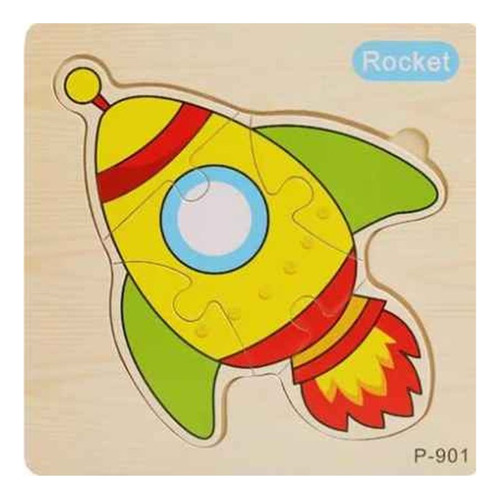 Puzzle Madera Nave Espacial Encastrable Rompecabezas Rocket