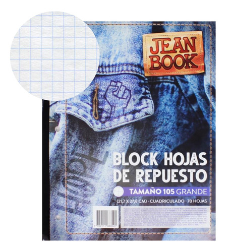 Block De Repuesto Jean Book Carta Cuadriculado