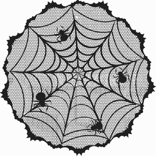 Soochat Halloween Lace Tablecloth, Black Lace Table Topper W
