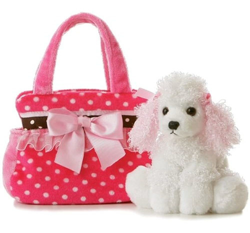 Aurora World Fancy Pals Plush Pink Polka Dot Purse Pet Carr.