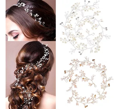 Tiara Arranjo Cabelo Noiva Pérola Fio Strass Cristal Pratead