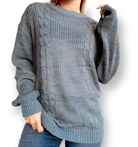 Sweater De Lana Tejido C/ Trenzado