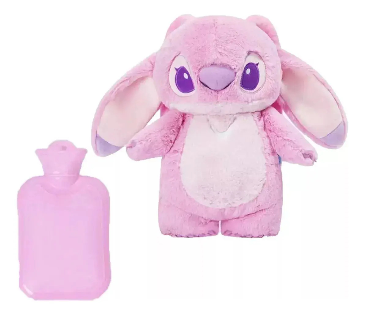 Bolsa de Agua Caliente Rosa 500ml Goma Modelo Stitch Con Funda Algodón