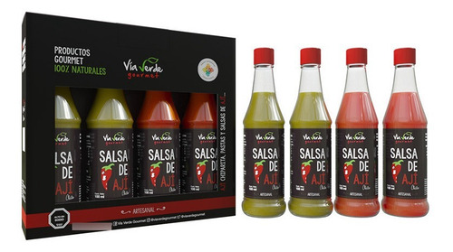 Salsa De Ají Víaverde Pack 4 Unid, 100% Natural Chilena