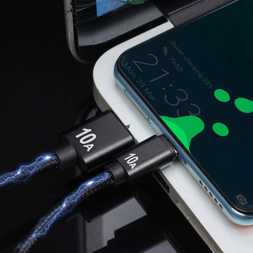 Cable De Datos De Carga Rápida De 120 W, 10 A, Cable Usb Tip