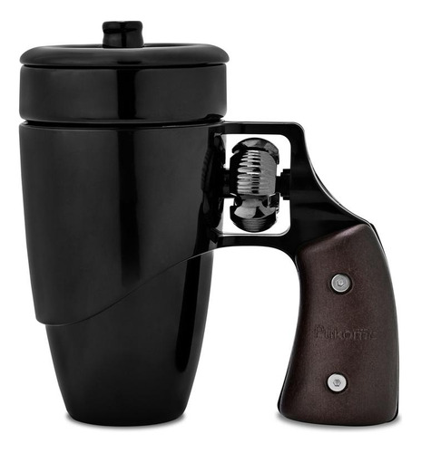 Caneca De Cerâmica Pukomc Cool Revolver Com Alça De Madeira
