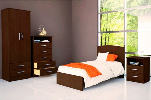 Juego Dormitorio Cama + Placard + Cajonera + Mesa Luz Cl03