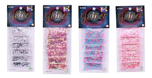 Imagen 2 de 6 de Glitter Gibre Givre Purpurina Pack X 6 Sobres Varios Modelos