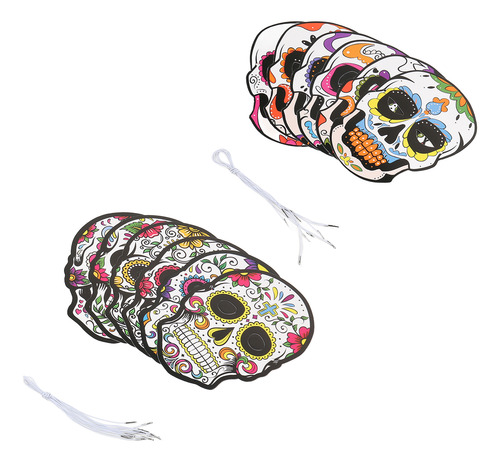 Máscara Skull Full Head, 12 Peças, Elástico Do Dia Dos Morto