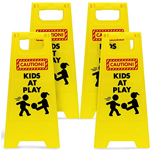 4 Pcs ¡precaución  ¡niños Jugando  Cartel De Advert...