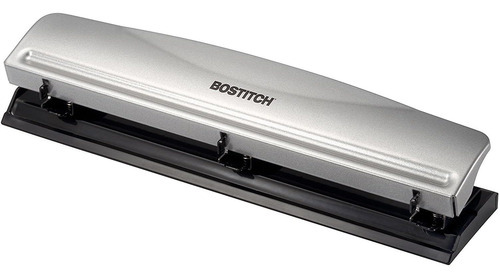 Bostitch - Perforadora De 3 Agujeros- Capacidad 12 Hojas Color Silver