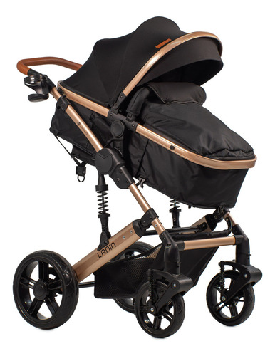 Cochecito Mega Baby Cuna Paseo Bebe Lanin Convertible Color Negro Color del chasis Dorado