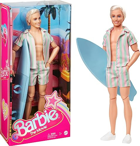 Barbie Muñeco  De La Película Ken Con Juego De Playa A Rayas