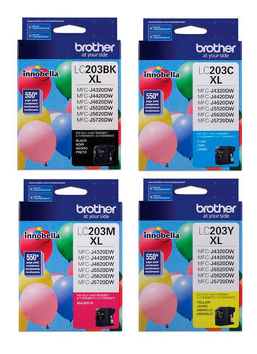 Pack Con 4 Cartuchos Brother Lc-203 C, M, Y, Bk.