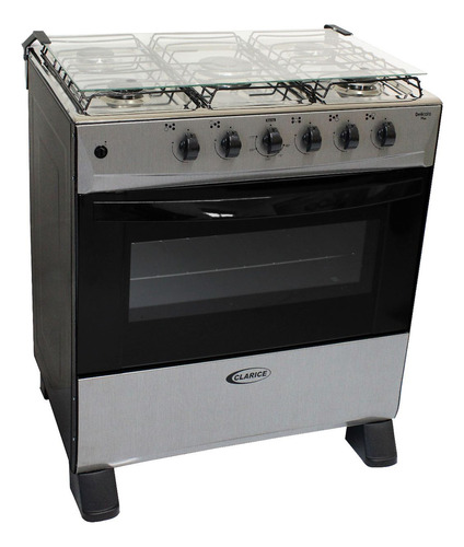 Fogão De Pé Clarice Delicato Plus 6 Bocas Forno 84l C/ Tampa Cor Kromanox