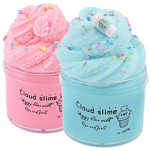 Paquete De 2 Cloud Slime Blue And Pink Cloud Slime Supp...