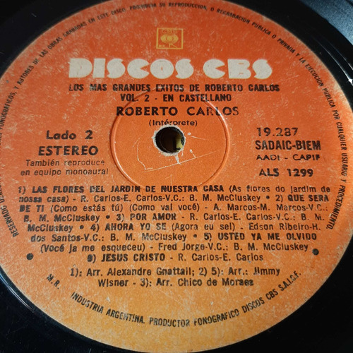 Sin Tapa Disco Roberto Carlos Grandes Exitos Vol 2 M0