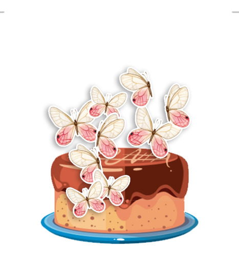 Topo De Bolo Topper Borboletas Rosa E Salmon