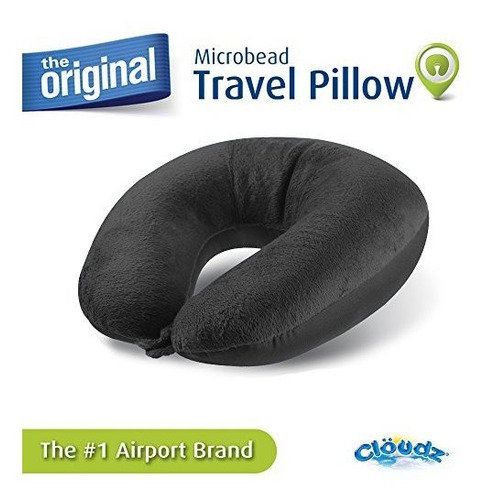 Almohada Cervical Cloudz Microbead Travel, Color Negro