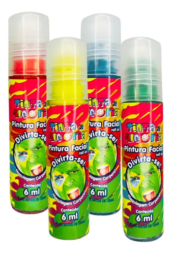 01 Pintura Facial E Corporal Tinta Da Alegria Roll On 6ml Cor Amarelo