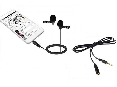 Kit Micrófono De Solapa Celular Doble Trrs-ext 03 Mt Disponi