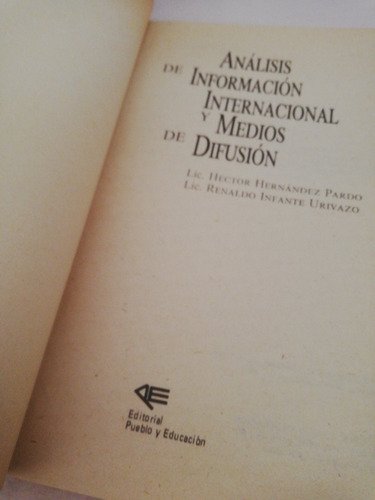 Análisis De Información Internacional Y Medios De Difusión (Usado)