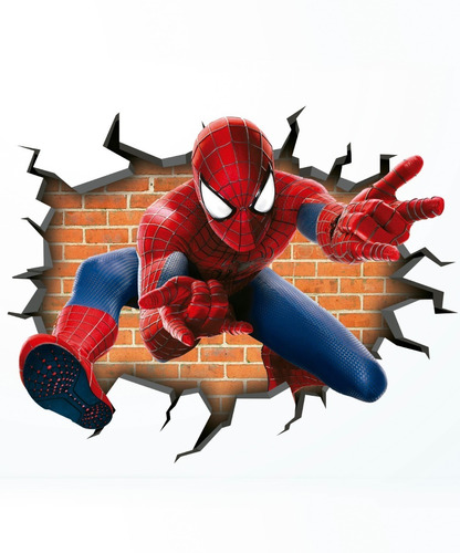 Spiderman 3d Pared Rota Ladrillos - Super Héroes- Vinilo 