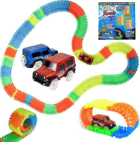 Pista De Carrera +auto Para Niño Luminosa Fluorescente 220pz