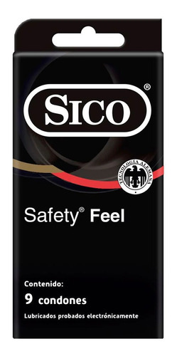 Sico Safety, Cartera Con 9 Condones Anatómicos Y Lubricados