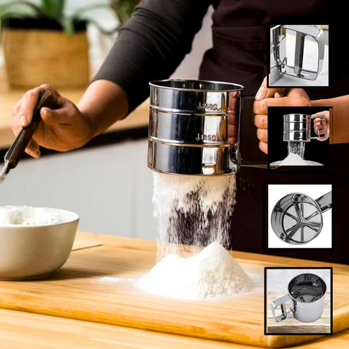 Polvilhador, Peneira Inox De Tapioca/farinha De Trigo C/gati