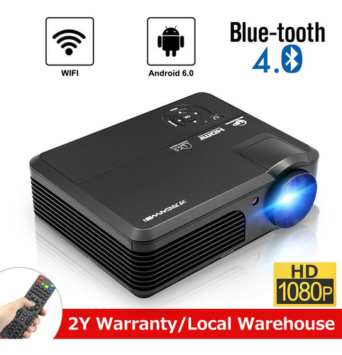 5000 Lúmenes Smart Hd Android Proyector Wifi Video 1080p Ho