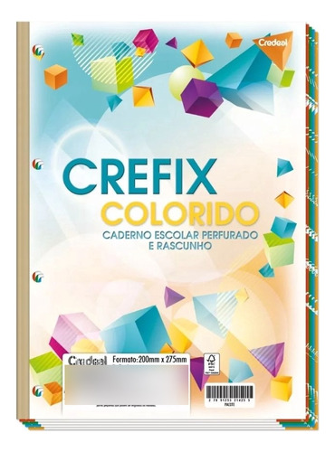 Caderno Escolar Perfurado Univ. 96 Fls. Cores Crefix Credeal