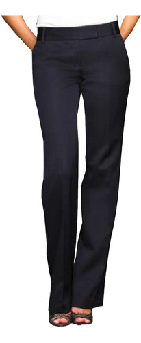 Pantalón De Vestir Mujer Gabardina Azul T. 40 Bolsillo Ojal