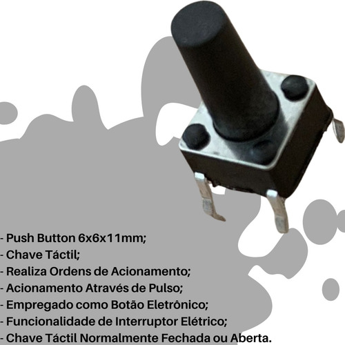 Chave Táctil Push Button Kfc-a06 6x6x11mm 4t Kit 10